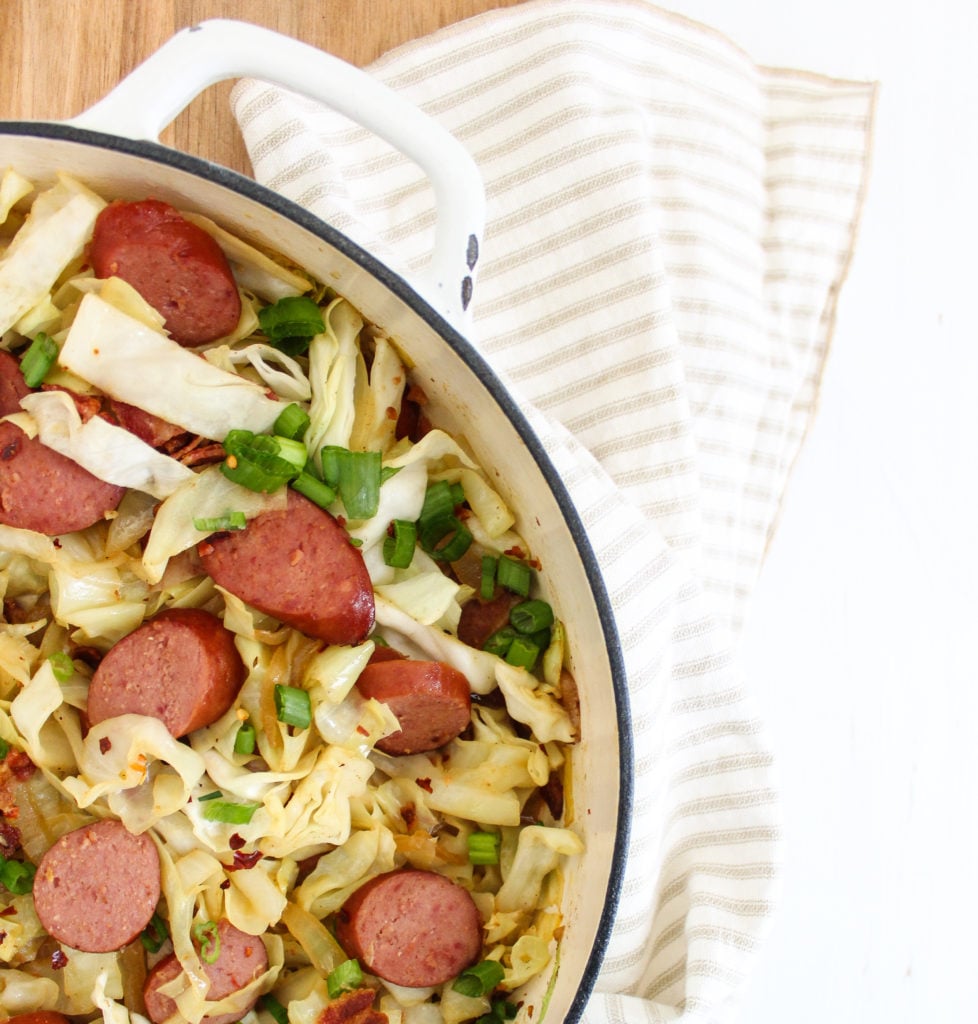 Braised Cabbage with Kielbasa and Bacon Braised Cabbage with Kielbasa and Bacon