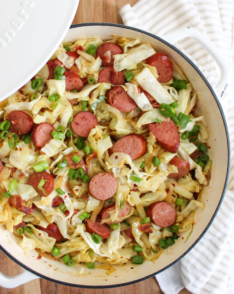 Braised Cabbage with Kielbasa and Bacon – Keto, Paleo, Whole 30