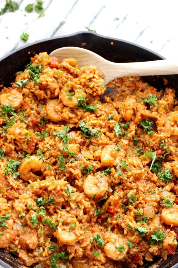 cajun skillet with shrimp and rice 