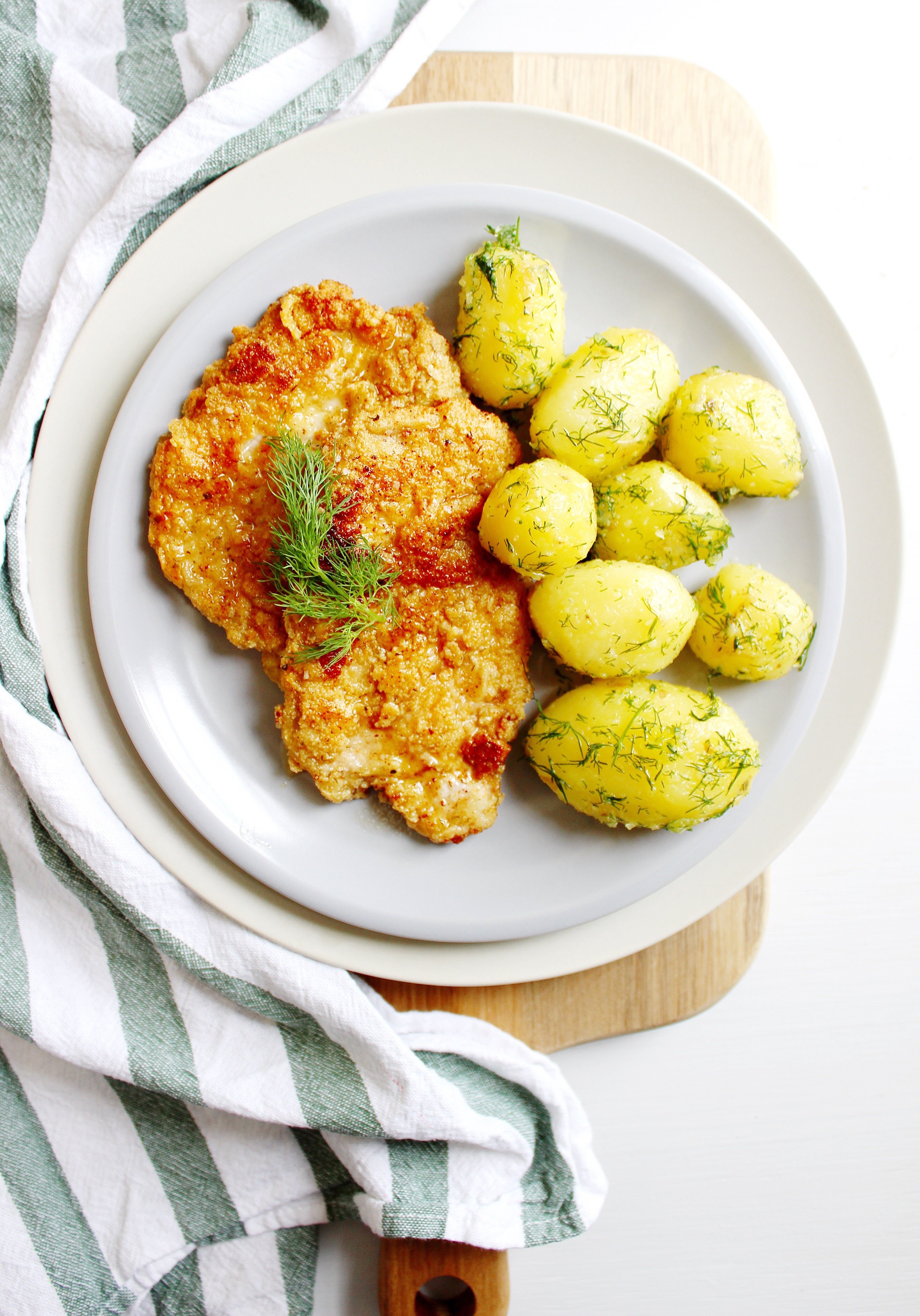 Polish Pork Cutlets Pork Cutlets with Fresh Dill and Dill Potatoes