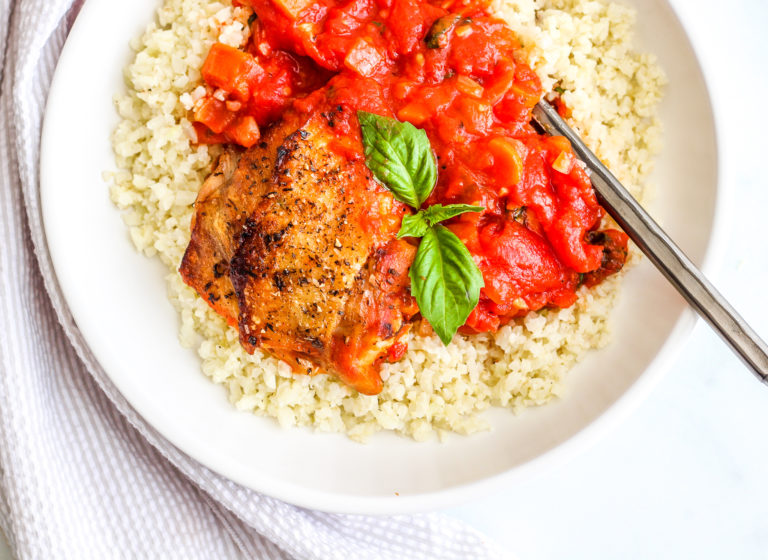 Stewed Tomato and Chicken Skillet