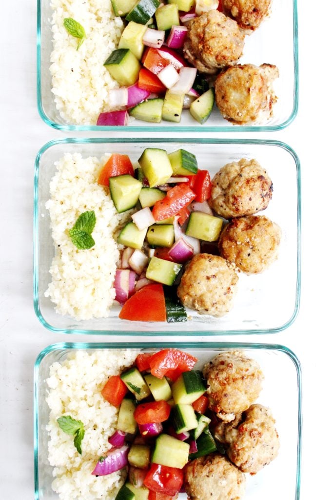Greek Turkey Meatball Meal Prep Bowls