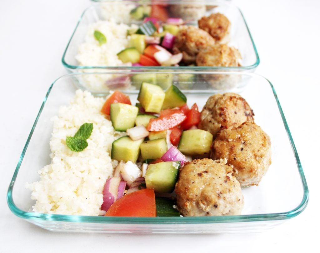Greek Turkey Meatball Meal Prep Bowls