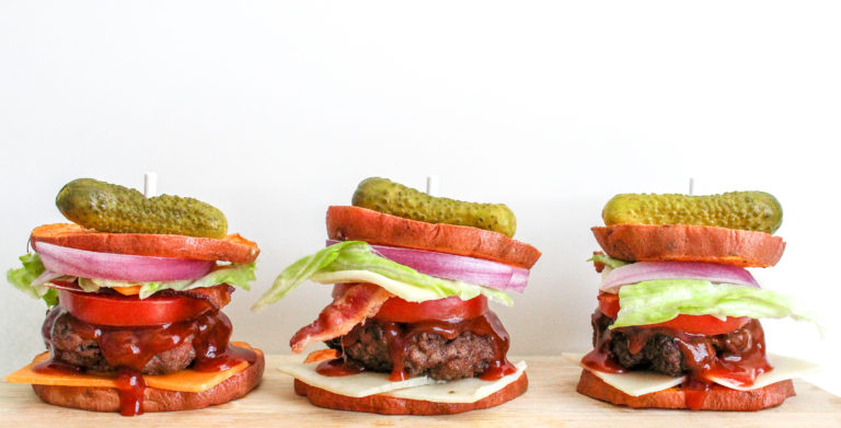 BBQ Bacon Sliders with Sweet Potato Buns