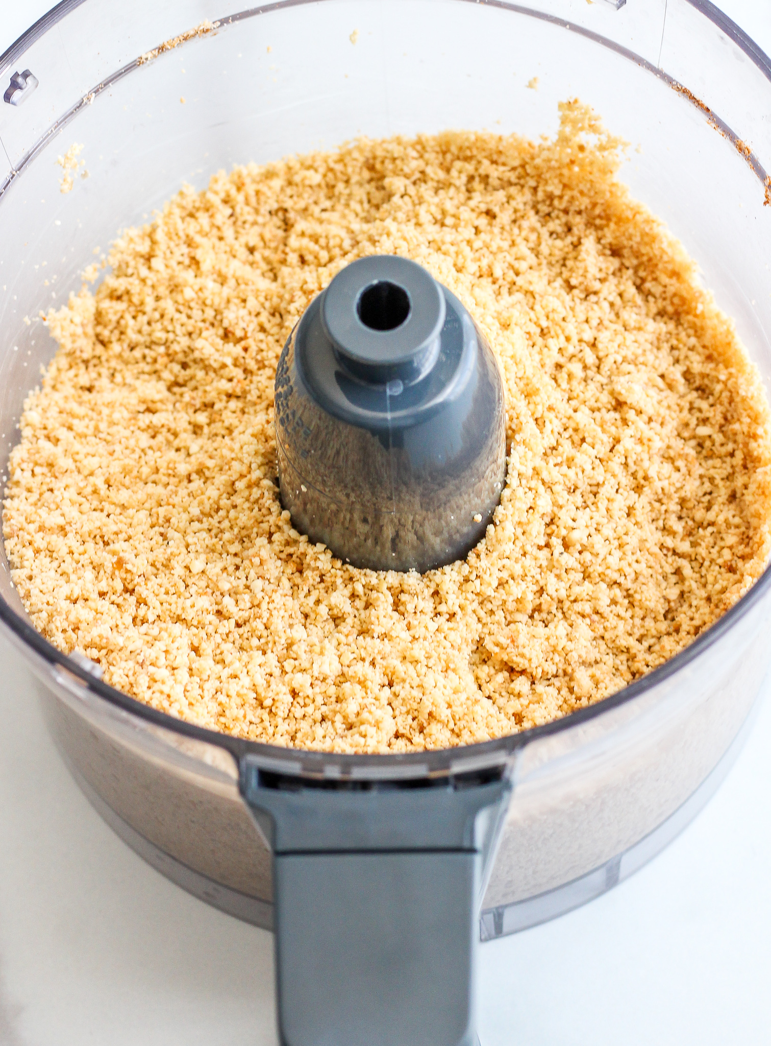 stage one of pumpkin spice cashew butter in the food processor