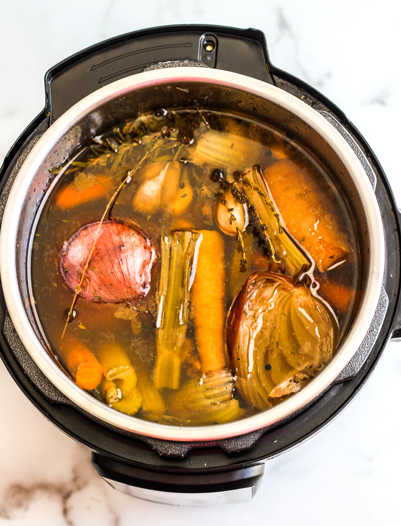 Instant Pot Bone Broth after being cooked in the instant pot