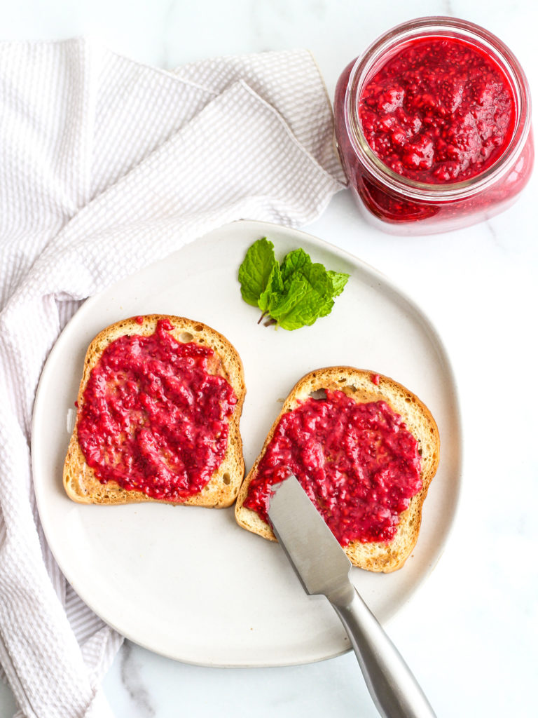 Easy Raspberry Chia Seed Jam – 4 Ingredients