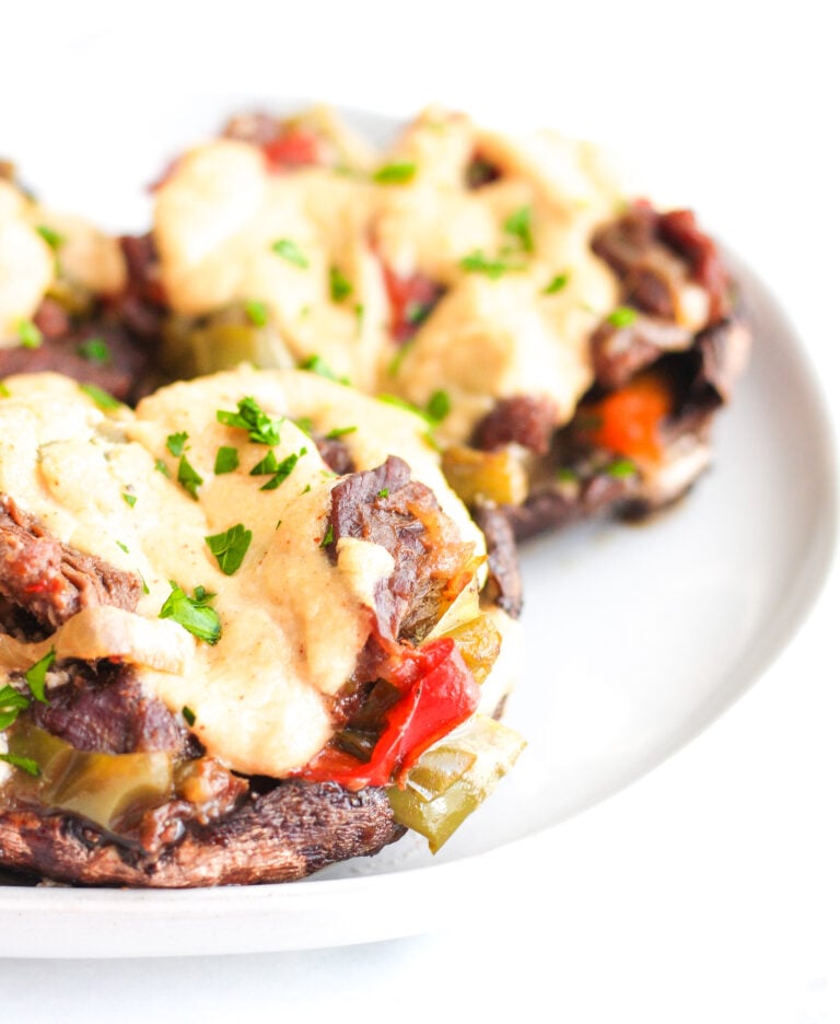 Whole30 Philly Cheesesteak Stuffed Mushrooms