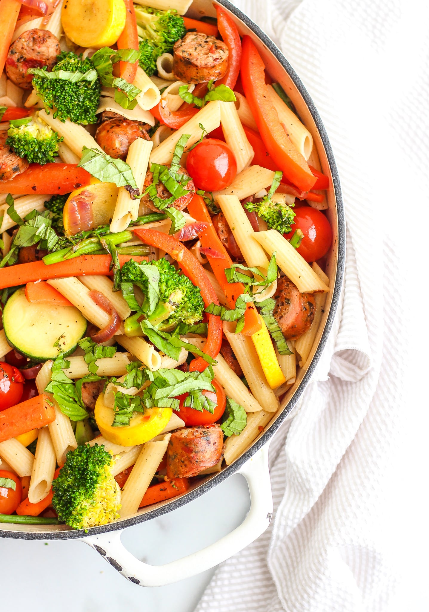 Penne Pasta with Veggies & Chicken Sausage 