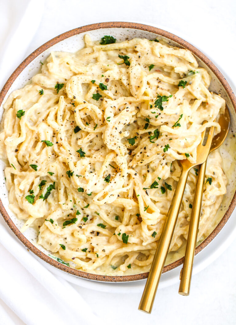 Keto + Whole30 Roasted Garlic Alfredo Sauce