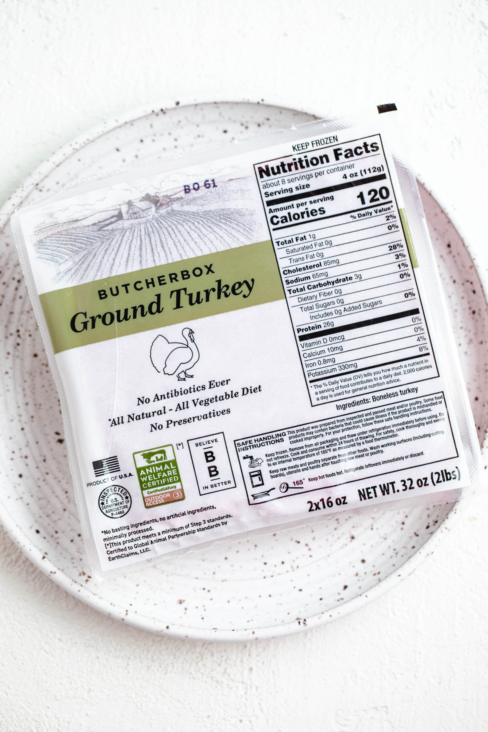 ButcherBox ground turkey on a plate.